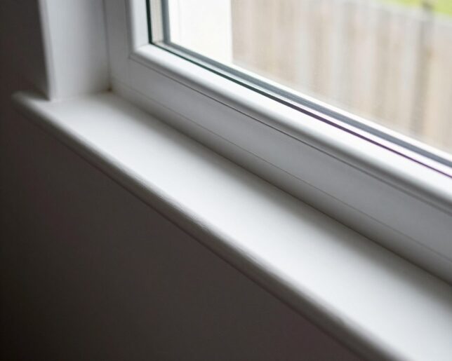 Innen- und Außenfensterbank an einem neu montierten Kunststofffenster